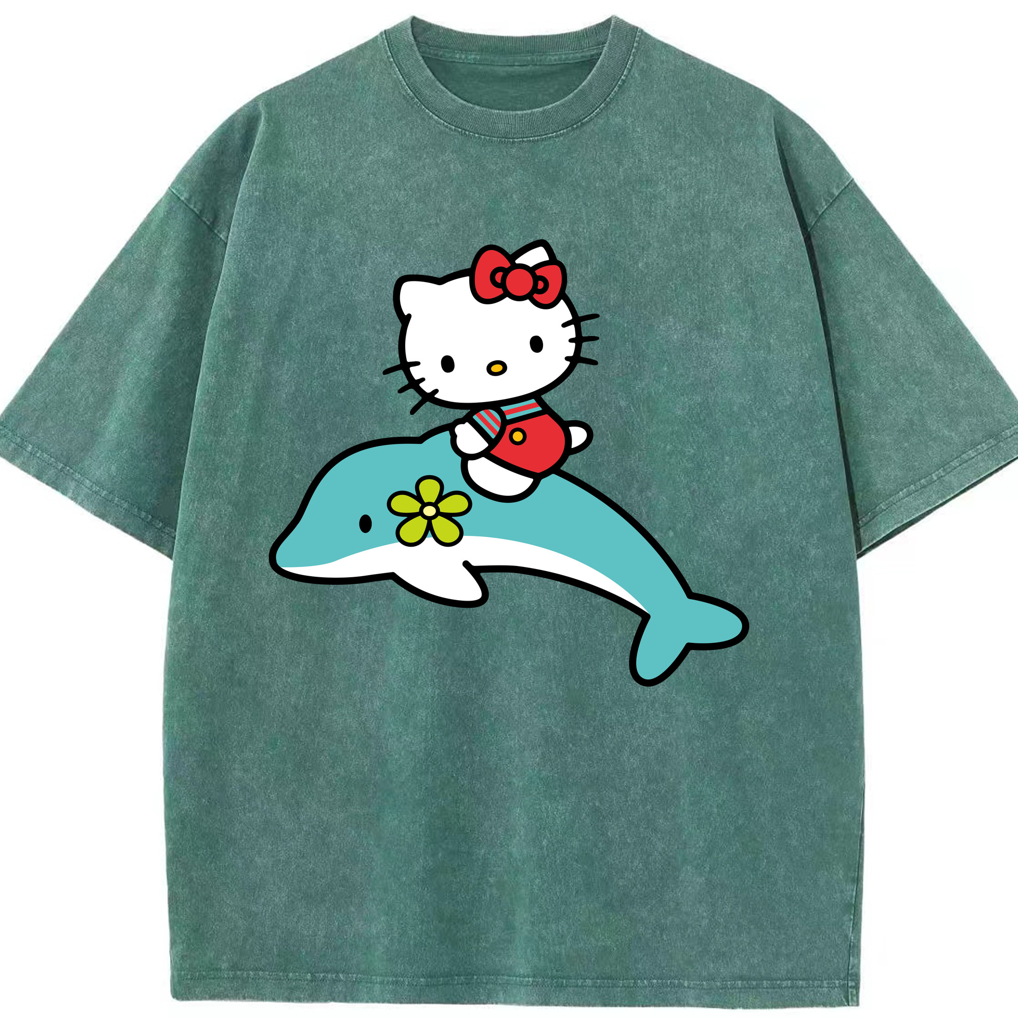 （画像用） Hello Kitty ハローキティ 綿100% ヴィンテージ風 半袖Tシャツ（フロントプリント）